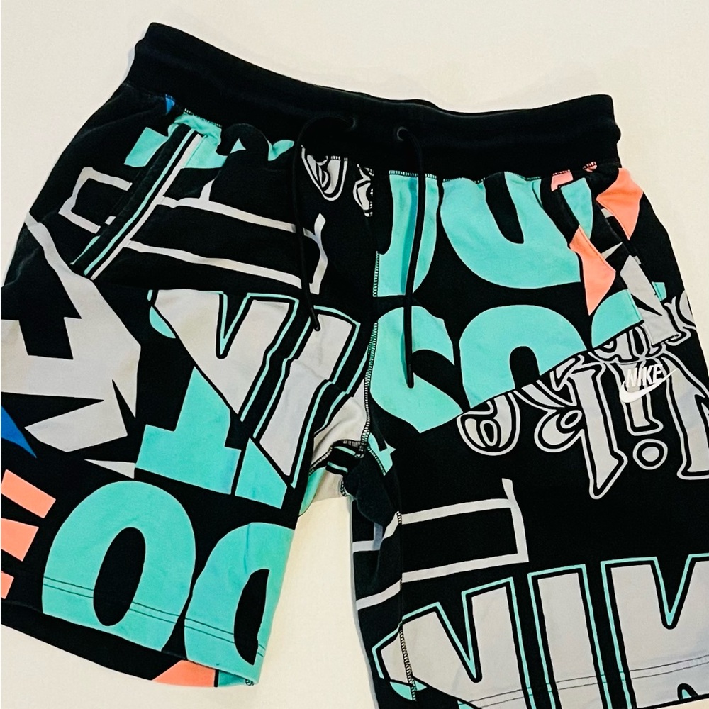 Nike Men's Athletic Shorts - Black and Teal Graphic